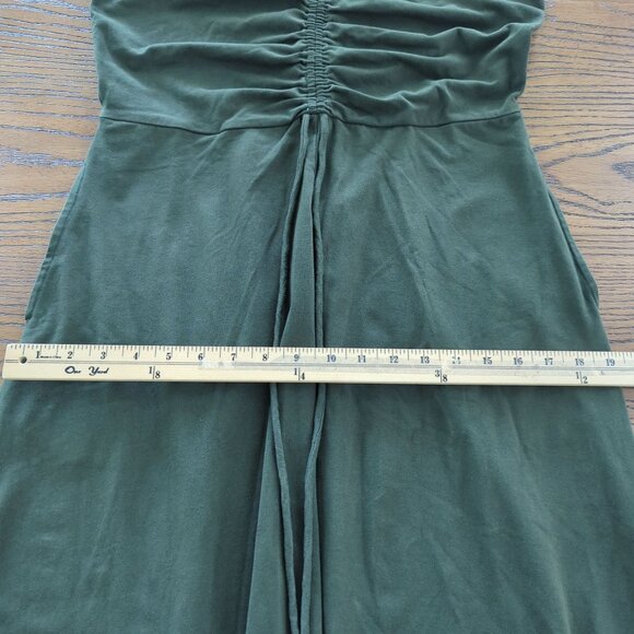 eShakti cap sleeve Ruched drawstring‎ Cotton Jersey dark olive green dress 14 - Picture 15 of 16